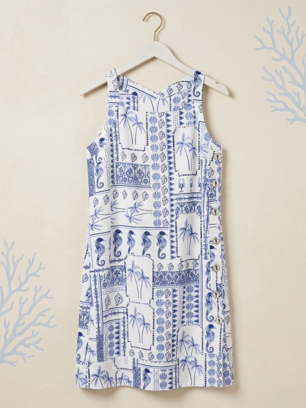 Cynthia Rowley Linen Blend Nautical Print Summer Dress